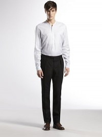 60's inspired skinny pant in a dark flannel weave.Tab hook-and-eye closure with zipperFront slash, back flap pocketsWoolDry cleanMade in Italy 60's inspired skinny pant in a dark flannel weave.Tab hook-and-eye closure with zipperFront slash, back flap pocketsWoolDry cleanMade in Italy