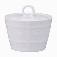Modern in design with a raised circular pattern, made from French Limoges Porcelain. Dishwasher and microwave safe. Modern in design with a raised circular pattern, made from French Limoges Porcelain. Dishwasher and microwave safe.