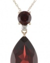 10k Yellow Gold Garnet and Diamond Pendant Necklace, 18