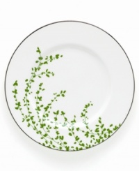 An instant classic from kate spade, this Gardner Street Green accent plate exudes contemporary elegance. Green stems of foliage flourish on fine white bone china, creating a stylized two-tone floral motif to freshen up your table. An instant classic from kate spade, this Gardner Street Green accent plate exudes contemporary elegance. Green stems of foliage flourish on fine white bone china, creating a stylized two-tone floral motif to freshen up your table.