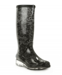 Grace under pressure. Look lovely despite the rain with the adorable print of the Lacey rain boots by Bootsi Tootsi. Grace under pressure. Look lovely despite the rain with the adorable print of the Lacey rain boots by Bootsi Tootsi.