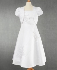 Time to celebrate! Help her get ready to make special memories with this picture perfect dress and shrug from Bonnie Jean. (Clearance) Time to celebrate! Help her get ready to make special memories with this picture perfect dress and shrug from Bonnie Jean. (Clearance)