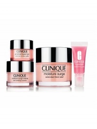 Moisture-packed specialists keep skin glowing with 24 hours of soothing hydration. Never go thirsty again. Moisture Surge Extended Thirst Relief comforts all skin types with a full 24 hours of hydration. For drier skins, there's Moisture Surge Intense. Treat lips to moisture-rich shine with Superbalm Moisturizing Gloss. 