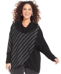Snag a trend-right look with Style&co.'s striped plus size top, finished by a cowl neckline. Snag a trend-right look with Style&co.'s striped plus size top, finished by a cowl neckline.