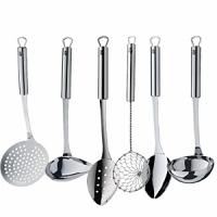 Since 1853 WMF has produced quality-designed products for professional and home use. In keeping with tradition the Profi Plus line of kitchen tools and gadgets are produced and tested with key factors that affect cooking performance: weight, balance, size. The result is over 100 perfect designed tools to choose from - Variety is the spice of life. 18/10 stainless steel, dishwasher safe. Shown left to right: skimming ladle, sauce ladle, slotted serving spoon, small wok strainer, serving spoon, soup ladle. Since 1853 WMF has produced quality-designed products for professional and home use. In keeping with tradition the Profi Plus line of kitchen tools and gadgets are produced and tested with key factors that affect cooking performance: weight, balance, size. The result is over 100 perfect designed tools to choose from - Variety is the spice of life. 18/10 stainless steel, dishwasher safe. Shown left to right: skimming ladle, sauce ladle, slotted serving spoon, small wok strainer, serving spoon, soup ladle.