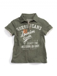 GUESS Kids Boys Polo Shirt with Distressed Screen, DUSTY GREEN (8/10) GUESS Kids Boys Polo Shirt with Distressed Screen, DUSTY GREEN (8/10)
