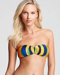 Looking to make a smash as you make a splash? This outrageously bold Milly bandeau bikini top with a bold, defining U wire will do the trick, with sensational, colorful stripes. Looking to make a smash as you make a splash? This outrageously bold Milly bandeau bikini top with a bold, defining U wire will do the trick, with sensational, colorful stripes.