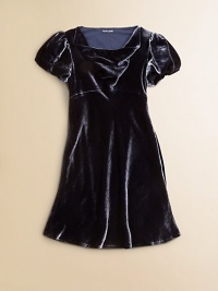 A luxuriously plush velvet dress is highlighted with pretty puffed sleeves and a sleek silhouette for a stylish holiday look.CowlneckShort puffed sleevesHidden side zipperEmpire waistFully linedViscose/SilkDry cleanImported A luxuriously plush velvet dress is highlighted with pretty puffed sleeves and a sleek silhouette for a stylish holiday look.CowlneckShort puffed sleevesHidden side zipperEmpire waistFully linedViscose/SilkDry cleanImported