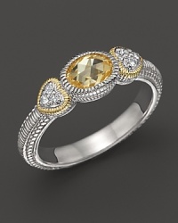 Judith Ripka Sterling Silver and 18K Gold Ambrosia Stackable Ring with White Sapphires and Canary Crystal Judith Ripka Sterling Silver and 18K Gold Ambrosia Stackable Ring with White Sapphires and Canary Crystal
