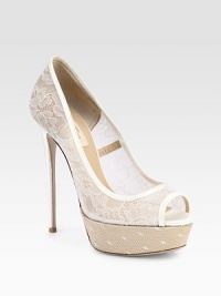 Satin and leather with a romance novel-worthy lace overlay. Self-covered heel, 5½ (140mm)Island platform, 1 (25mm)Self-covered heel, 4½ (115mm)Lace, satin and leather upperLeather lining and solePadded insoleMade in ItalyOUR FIT MODEL RECOMMENDS ordering one half size up as this style runs small. Satin and leather with a romance novel-worthy lace overlay. Self-covered heel, 5½ (140mm)Island platform, 1 (25mm)Self-covered heel, 4½ (115mm)Lace, satin and leather upperLeather lining and solePadded insoleMade in ItalyOUR FIT MODEL RECOMMENDS ordering one half size up as this style runs small.