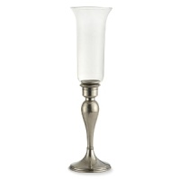 This striking Arte Italica candleholder's elegant silhouette is formed by hand of high-quality glass and fine Italian pewter. This striking Arte Italica candleholder's elegant silhouette is formed by hand of high-quality glass and fine Italian pewter.