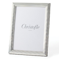 This stunning Christofle Elysees frame is etched with a an optic geometric pattern in gleaming silver plate. This stunning Christofle Elysees frame is etched with a an optic geometric pattern in gleaming silver plate.
