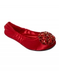Prettier than your average shoe. The Celsey ballet flats by Nine West feature a rhinestone emblem across the vamp. Prettier than your average shoe. The Celsey ballet flats by Nine West feature a rhinestone emblem across the vamp.
