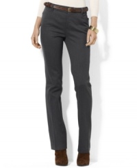 Rendered in smooth stretch cotton twill, Lauren Ralph Lauren's pant channels sophisticated elegance in a classic silhouette with a sleek straight leg. Rendered in smooth stretch cotton twill, Lauren Ralph Lauren's pant channels sophisticated elegance in a classic silhouette with a sleek straight leg.
