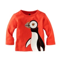 Tea Collection Baby-Boys Infant Puffin Tee, Vermillion, XX-Small