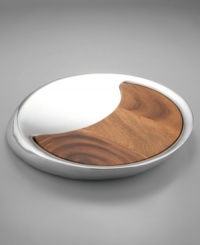Entertain in style with the Eclipse cheese tray. Designed by Peter Stathis for Nambé, the polished metal and handsome, dark-stained wood of the tray create an intrigiguing contrast. A striking example of modern rustic elegance, it's ideal for serving an assortment of cheeses. Entertain in style with the Eclipse cheese tray. Designed by Peter Stathis for Nambé, the polished metal and handsome, dark-stained wood of the tray create an intrigiguing contrast. A striking example of modern rustic elegance, it's ideal for serving an assortment of cheeses.