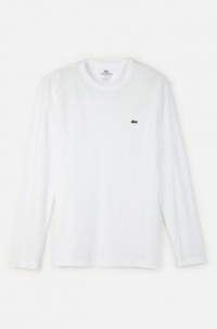 Lacoste Men's Long Sleeve Pima Jersey Crewneck T-shirt White, Size XL Lacoste Men's Long Sleeve Pima Jersey Crewneck T-shirt White, Size XL