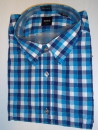 Hugo Boss Mens Ronny LS Dress Shirt Large Slim Fit Woven Blue Checkered Hugo Boss Mens Ronny LS Dress Shirt Large Slim Fit Woven Blue Checkered