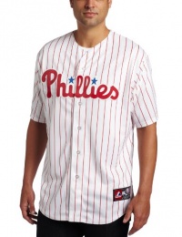 MLB Men's Philadelphia Phillies Shane Victorino Home Short Sleeve 6 Button Synthetic Replica Baseball Jersey by Majestic MLB Men's Philadelphia Phillies Shane Victorino Home Short Sleeve 6 Button Synthetic Replica Baseball Jersey by Majestic
