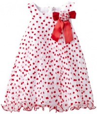 Bonnie Jean Girls 2-6X Heart Crystal Pleat Dress, Red, 4T