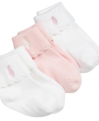 Step into style. You'll want to show of her toes in these sweet socks from Ralph Lauren. Step into style. You'll want to show of her toes in these sweet socks from Ralph Lauren.