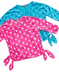 Dot print pops this top by Epic Threads with ties on sides will make you a fashion standout. Dot print pops this top by Epic Threads with ties on sides will make you a fashion standout.
