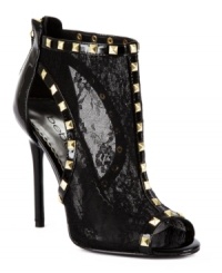 Sexy prints are front and center. Bebe's Lexington booties feature cutouts on the sides and a studded detail along the edges. Sexy prints are front and center. Bebe's Lexington booties feature cutouts on the sides and a studded detail along the edges.