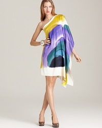 Imbued with a watercolor-like print, this Elie Tahari one-shoulder dress adds artistic flair to your dress collection. Imbued with a watercolor-like print, this Elie Tahari one-shoulder dress adds artistic flair to your dress collection.