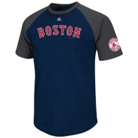MLB Boston Red Sox Big Leaguer Fashion Crew Neck Ringer T-Shirt, Navy Heather/Charcoal Heather MLB Boston Red Sox Big Leaguer Fashion Crew Neck Ringer T-Shirt, Navy Heather/Charcoal Heather