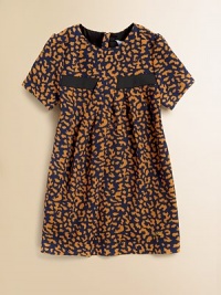 Grown-up tailoring distinguishes a fine frock in a splotchy woven print with front pleating and a subtly flared shape.Round necklineShort sleevesFront yoke with solid insetsDiagonal front pleatsEmbroidered logo at hemBack yokeHidden back zip closeFully linedPolyesterMachine washMade in France Grown-up tailoring distinguishes a fine frock in a splotchy woven print with front pleating and a subtly flared shape.Round necklineShort sleevesFront yoke with solid insetsDiagonal front pleatsEmbroidered logo at hemBack yokeHidden back zip closeFully linedPolyesterMachine washMade in France