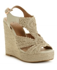 Haute and hand-crafted. With crochet-like straps on an earthy jute wedge, the Ridgeview sandals by Lucky Brand bring a homespun feel to trendy wedges. Haute and hand-crafted. With crochet-like straps on an earthy jute wedge, the Ridgeview sandals by Lucky Brand bring a homespun feel to trendy wedges.