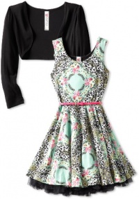 Beautees Girls 7-16 Animal Print Floral With Shrug, Gum Drop, Small Beautees Girls 7-16 Animal Print Floral With Shrug, Gum Drop, Small