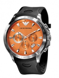 Emporio Armani Quartz, Orange Dial with Black Rubber Strap Band - Men's Watch AR0652 Emporio Armani Quartz, Orange Dial with Black Rubber Strap Band - Men's Watch AR0652