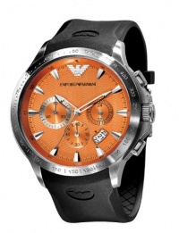 Emporio Armani Quartz, Orange Dial with Black Rubber Strap Band - Men's Watch AR0652