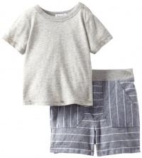 Splendid Littles Baby-Boys Newborn Baja Chambray Stripe Short Set, Avalon, 3-6