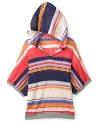 A taste of the Southwest adds a touch of sun to this variegated striped hoodie. A taste of the Southwest adds a touch of sun to this variegated striped hoodie.