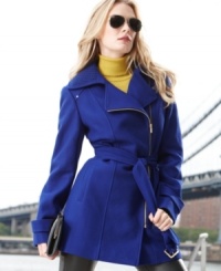 Nubby boucle trim adds texture to Kenneth Cole Reaction's sleek wool-blend zippered trench coat. Try it in perennially chic black and grey -- or go for more edge with cobalt blue. Nubby boucle trim adds texture to Kenneth Cole Reaction's sleek wool-blend zippered trench coat. Try it in perennially chic black and grey -- or go for more edge with cobalt blue.