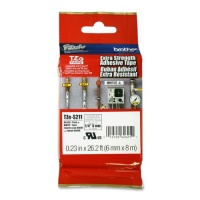 Brother Tape, Black on White extra strength, 6mm (TZeS211) Brother Tape, Black on White extra strength, 6mm (TZeS211)