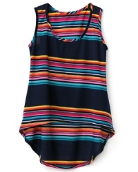 Summery stripes and solid blocks adorn this chic tank top. Summery stripes and solid blocks adorn this chic tank top.