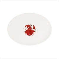 Waechtersbach Holiday George Oval Platter, White with Cherry Snowman