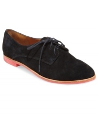 Take your traditional footwear for a walk on the wild side. DV by Dolce Vita's Mini oxfords feature a lace-up vamp and contrasting sole. Take your traditional footwear for a walk on the wild side. DV by Dolce Vita's Mini oxfords feature a lace-up vamp and contrasting sole.