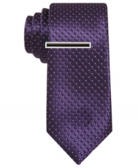 Create a bright focal point on your dress look with this patterned skinny tie from Alfani RED. Create a bright focal point on your dress look with this patterned skinny tie from Alfani RED.