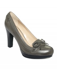 Finish your look with the classy sophistication of Adrienne Vittadini's Pacific loafer platform pumps. Finish your look with the classy sophistication of Adrienne Vittadini's Pacific loafer platform pumps.