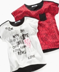 Serious urban style. She'll keep her look hip with the sweet City Love graphic on this tee from DKNY. Serious urban style. She'll keep her look hip with the sweet City Love graphic on this tee from DKNY.