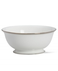 Metropolitan sensibility and modern design combine in Lenox's understated white bone china collection of dinnerware and dishes. Platinum gild along the edge is enhanced by a clean, platinum geometric pattern reminiscent of architectural details. Metropolitan sensibility and modern design combine in Lenox's understated white bone china collection of dinnerware and dishes. Platinum gild along the edge is enhanced by a clean, platinum geometric pattern reminiscent of architectural details.