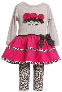 Bonnie Baby-Girls Infant Leopard Trim Knit Legging Set, Grey, 12 Months Bonnie Baby-Girls Infant Leopard Trim Knit Legging Set, Grey, 12 Months