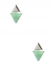 GUESS Silver-Tone and Green Triangular Earring, POP COLOR GUESS Silver-Tone and Green Triangular Earring, POP COLOR