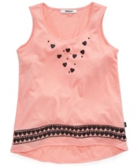 She'll wear her heart on her proverbial sleeve with this charming tank top from DKNY. She'll wear her heart on her proverbial sleeve with this charming tank top from DKNY.