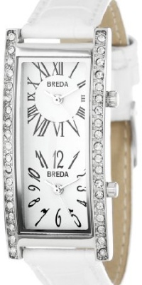 Breda Women's 2185_wht White Nicola Dual Time Zone Classic Leather Watch Breda Women's 2185_wht White Nicola Dual Time Zone Classic Leather Watch