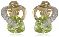 10k Gold Heart and Diamond Earrings